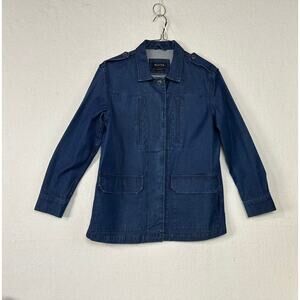 Massimo Dutti Women's Dark Blue Denim Jacket Size Medium
